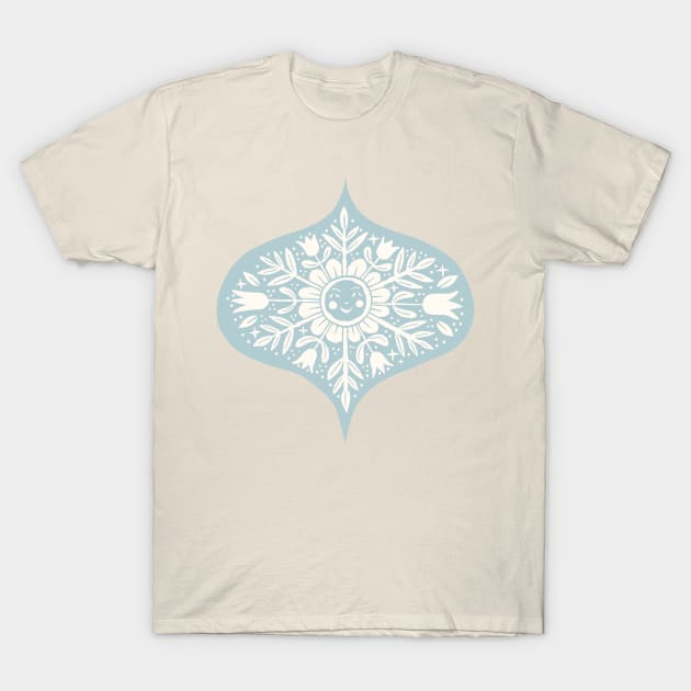 Frost Botanical Face Sunburst Bauble T-Shirt by Rebelform